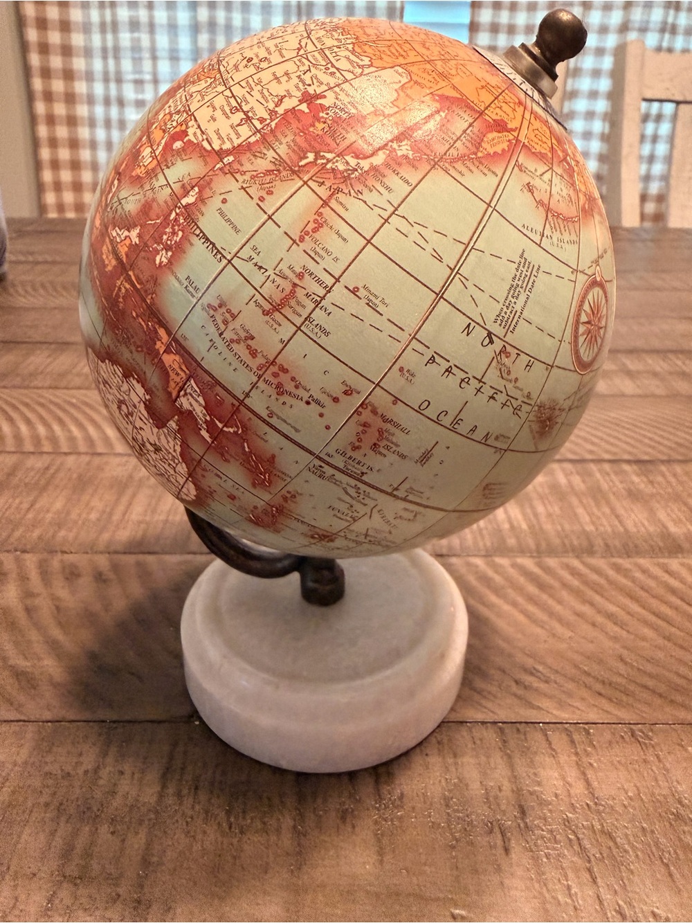 Small Decorative Globe in Cream and Brown - Home Accents